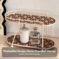 Light Luxury Design Iron Makeup Stand Space Saver Double Layer Cosmetic Rack Long-Lasting Material for Women, Bedroom