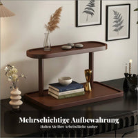 Wooden Makeup Organizer Retro Design Wooden Cosmetic Display Stand Space-Saving