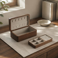Double Layer Jewelry Box Solid Wood Storage Gift Idea for Women