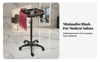 360° Swivel Wheels Adjustable Rolling Tray Sturdy Long-Lasting Rolling Instrument Tray Stand Easy to Clean Salon Trolley Stable Base for Hair Stylists Artists, Barbershop, Beauty Spa, Medical Practice, Workshop