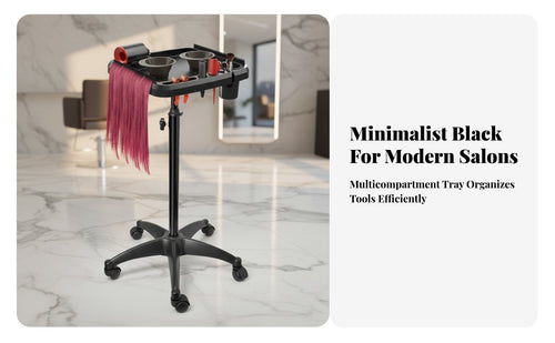 360° Swivel Wheels Adjustable Rolling Tray Sturdy Long-Lasting Rolling Instrument Tray Stand Easy to Clean Salon Trolley Stable Base for Hair Stylists Artists, Barbershop, Beauty Spa, Medical Practice, Workshop