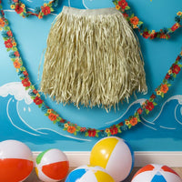 Hawaiian Grass Skirt Authentic Look Luau Flower Lei Kit Easy Wear for Performers