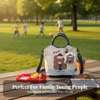 Cartoon teddy animal Print Handbag multipurpose Small Tote Lightweight for everyday Use, Women