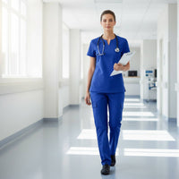 Quick-Dry V-Neck Scrub Top and Pants Thin Material Doctor Attire Set Stackable Layer Wear V Neck Scrub Top Plus Size for Nurses, Doctors, Hospital, Medical Facility