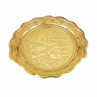 Table Setting Shallow Reflective Finish Gold Floral Tray