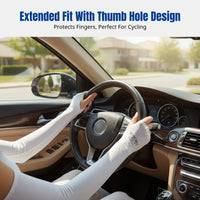 Ice Silk Sun Protection Arm Sleeves, Thumb Hole, Extended Design, Unisex Sports