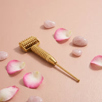 Brass Massager with Roller Textured Acupoint Pressing Tool Ergonomic