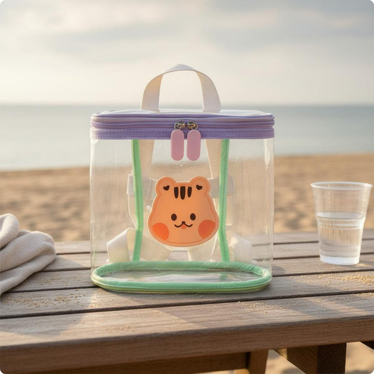 Wildlife Print Clear Backpack Cute Clear Jelly Backpack Easy to Clean for Beach