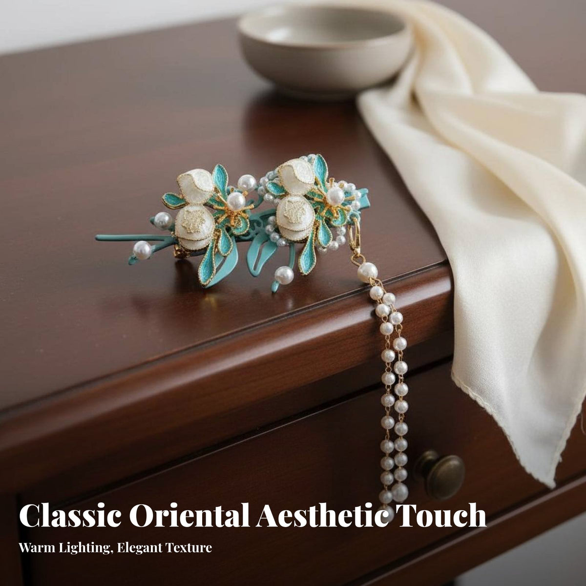 Chinese Design Tassel Hair Fastener Elegant Design Traditional Chinese Attire Tassel Hairpin Enamel Bead Barrette Handmade