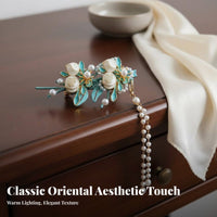 Chinese Design Tassel Hair Fastener Elegant Design Traditional Chinese Attire Tassel Hairpin Enamel Bead Barrette Handmade