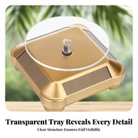 Double Power Option Solar Powered Turntable Automatic Rotation Jewelry Rotator Base for Collectors, Retailers, Product Photography