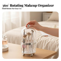 Rotating Brush Cylinder with Lid 360-Degree Rotation for Bathroom Counter, Teens