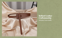 Black leather waist belt for women