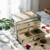 Glass Jewelry Box Luxury Jewelry Organizer Compact Band Earring Necklace Box