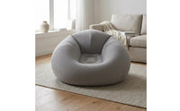 Long-Fleece Flocked Inflatable Sofa White Lounging Inflatable Sofa Padded Air Couch PVC Base