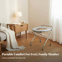 Foldable over-Toilet Commode Removable container with Lid Triple-function Bedside Commode