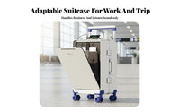 USB Charging Port Front-Accessing Carry-on Suitcase Built-in Cup Holder Hardshell Carry-on with Front Pocket Airline Approved Trolley Case 360° Wheels for Business Travelers, Frequent Flyers, Vacatisingle-Touchrs, Airports, Weekend Break Getaways