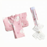 Doll Kimono Set Wrap-Front Japanese-Style Doll Robe Outfit Braided Trim Toy Clothing