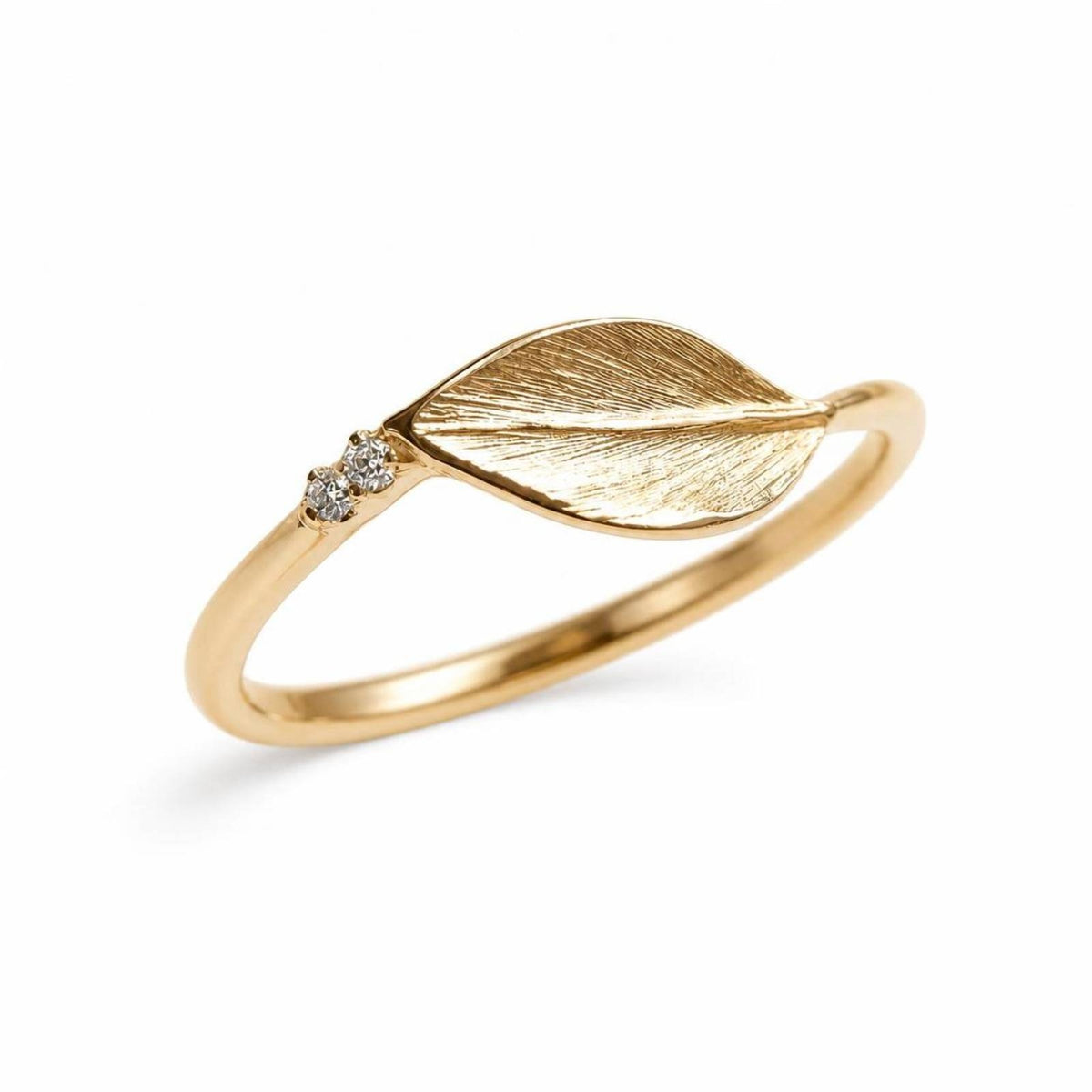 Botanical Design Band Brushed Band with Leaves Textured Jewelry for Daily Wear, Office