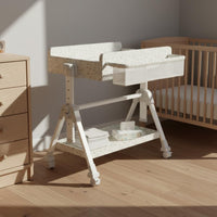 Multi-Functional Mobile Baby Changing Station Silent Casters Adjustable Height Changing Table Formaldehyde-Safe for Newborns, Infants