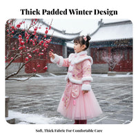 Girls Traditional Chinese Dress Set, Winter Thick Cheongsam, Padded Tang Suit, Warm Holiday Costume