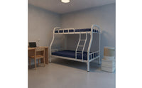 Space-Saving Metal Bunk Bed Heavy Duty Bunk Bed with Guardrails Slatted Furniture Compact for Teens, Kids
