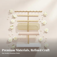Necklace and Earring Holder Large Capacity Jewelry Stand with Band Tray Accessory Rack Easy Assembly Household Storage for Women