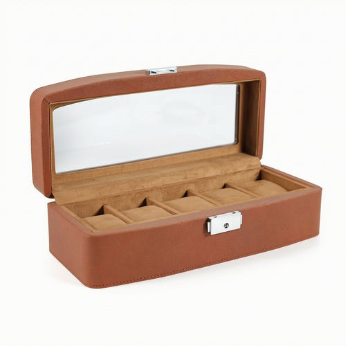 5-Slot Watch Box Pu Leather Watch Box with Window Rectangular for Dresser