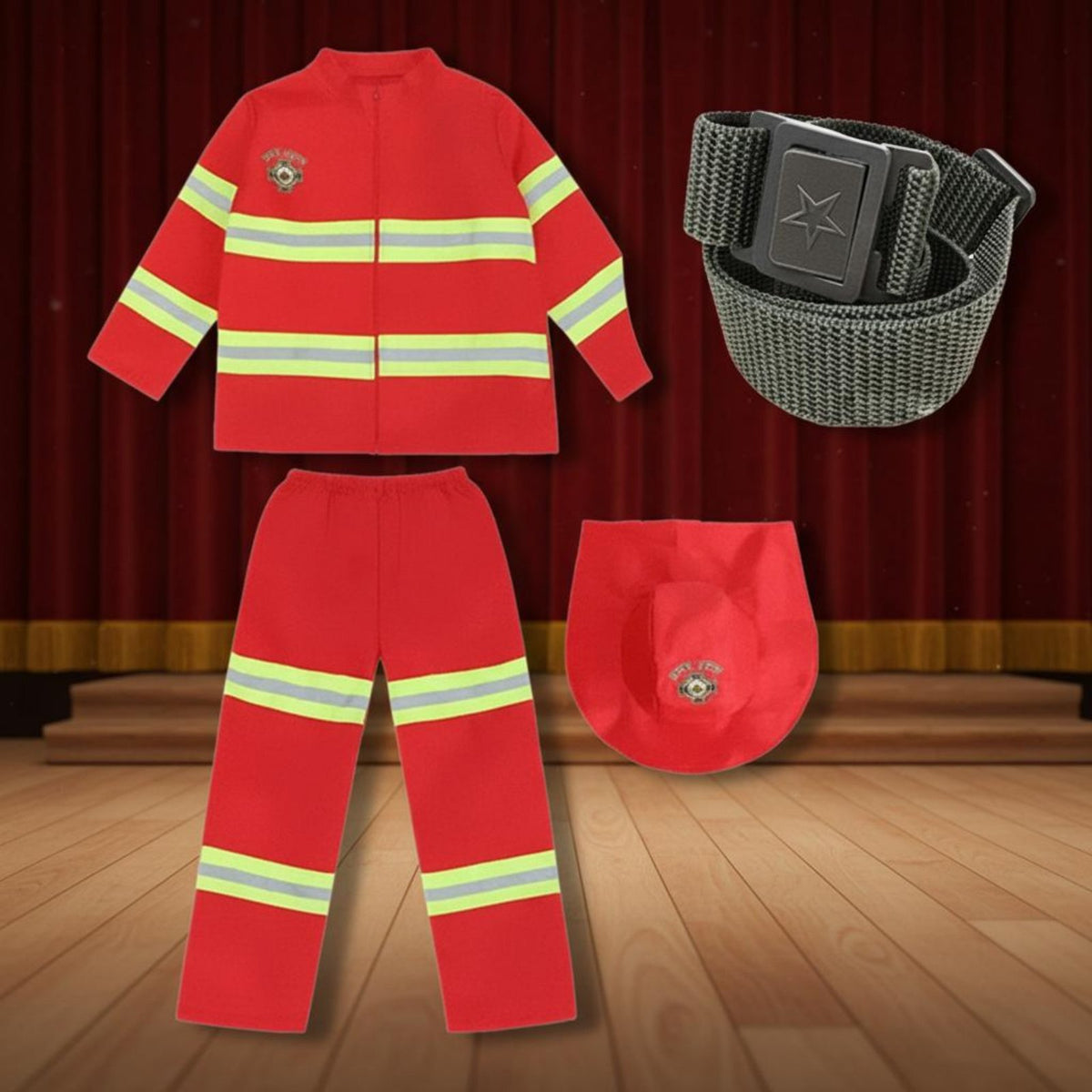 Kids Fire Control Professional Uniform With Accessories Child Firefighter Dress-up Clothes Fire Team Leader Role Play Kit