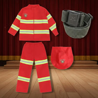 Kids Fire Control Professional Uniform With Accessories Child Firefighter Dress-up Clothes Fire Team Leader Role Play Kit