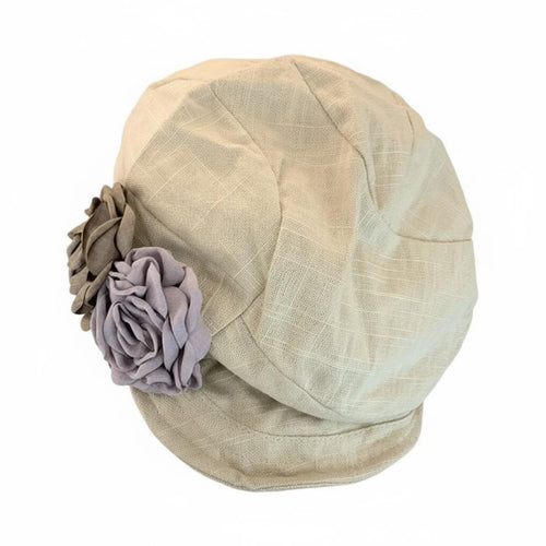 Flower Beret Bloom Design Linen Beret Lightweight for Autumn Wear