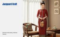 Dai Ethnic Retro Workwear Set, Jacquard Fabric Women's Suit, Summer Traditional Attire, Elegant Outfit