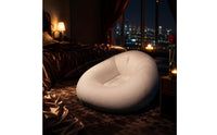 Long-Fleece Flocked Inflatable Sofa White Lounging Inflatable Sofa Padded Air Couch PVC Base