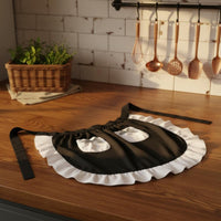 Short Server Apron with Pockets Adjustable Tie Waist Ruffled Half Apron Charming Workwear Accessory for Servers, Cosplayers