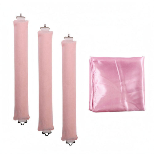 3 Pieces No-Heat Curling Rods Wave Styling Satin Scarf Cloth Sleep In