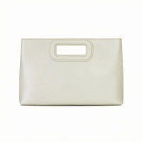 Cutout-Handle Bag Stitched Edges PU Handbag Minimal Design Structured Handbag