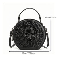 Skull Crossbody Bag with Detachable Strap Compact Purse Wipe-Clean for Festivals