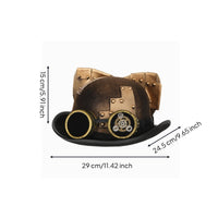 Steampunk Top Hat Rivet-Style Studs Top Hat with Goggles Decorative Ear Pieces