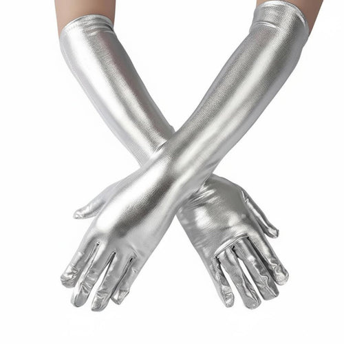Sexy Patent Leather Gloves, Long Shiny Party Gloves, Cosplay Performance Accessory for Women