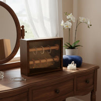 Acrylic Front Jewelry Box Clear View Window Wooden Watch Storage Case Dustproof