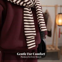 Boys' and Girls' Cotton Sweatshirt Set, Striped Cape, Wide Leg Pants, Burgundy, Fashionable New Year Outfit