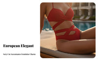 Alluring High Waisted Bikini Strappy Design High Waist Wrap Bikini Adjustable Fit for Adults, Summer, Swimming, Vacation
