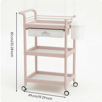 Salon Rolling Trolley Portable 3-Tier Utility Cart Space-Saving for Salons