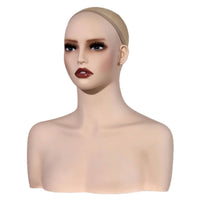 Mannequin Head with Shoulders Realistic Face Accessory Display Bust Molded Ears