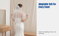 European Bridal Veil, Double Tier, Bead Crystal Embroidery, Iron Comb, Wedding Party