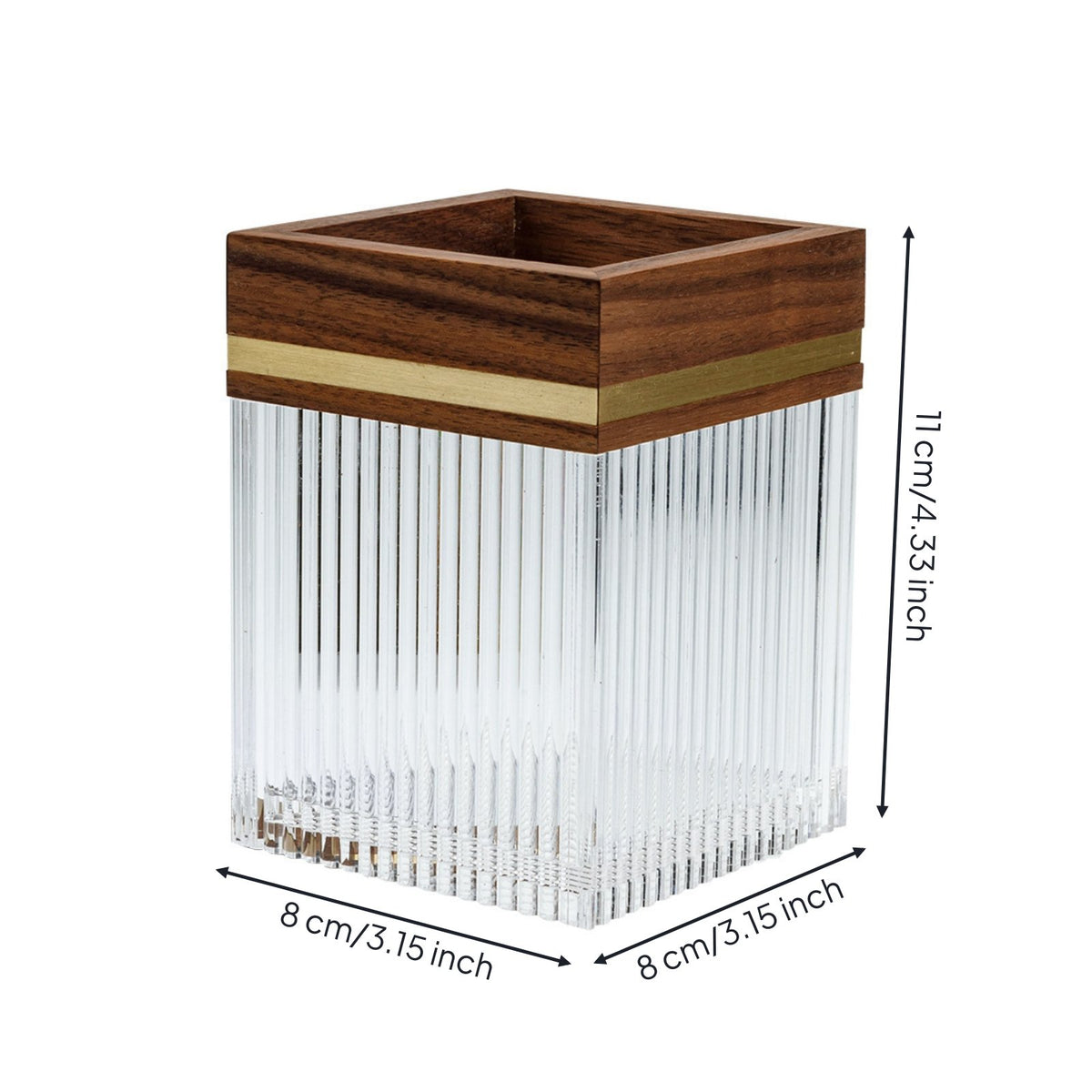 Acrylic Makeup Brush Holder Large Capacity Square Vanity Brush Cup Luxury Design