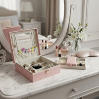 Multi-Tier Jewelry Box Large Capacity Multi-Compartment Jewelry Holder Watch and Band Storage Case Elegant Design for Travel