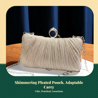 Evening Bag, Pleated glow Ring Purse, Large Capacity Shoulder Crossbody, Elegant Party Handbag for Women