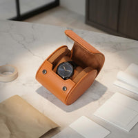 Portable Watch Storage Box Scuff Protection Leather Watch Travel Case Individual Compartments Snap Closure for Display