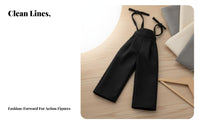 Black Doll Pants with Straps Cloth Material 1/6 Scale Action Figure Outfit